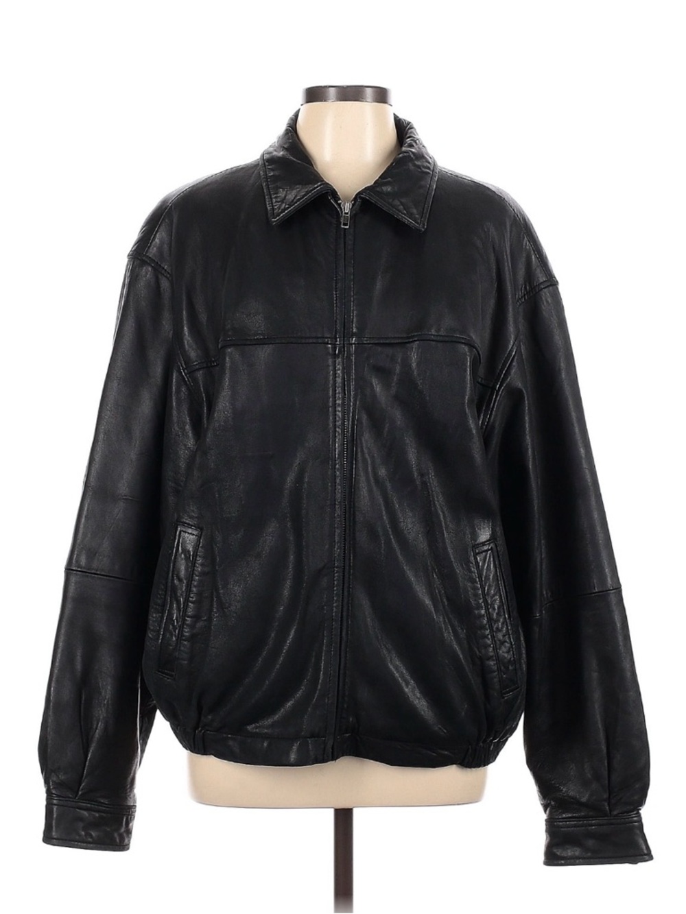 Boston Harbour Black Leather Zip-Front Jacket